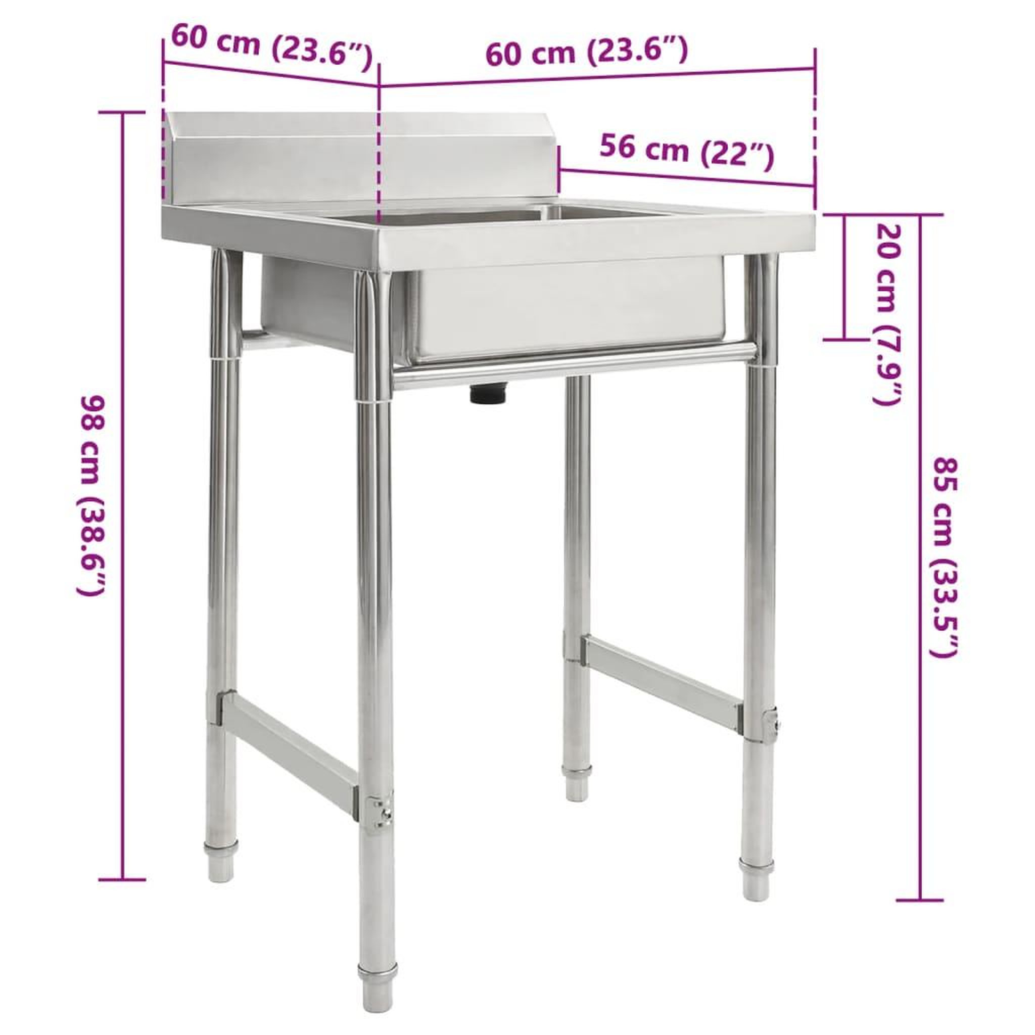 Voir la diapositive 6 : VIDAXL Evier de cuisine seul lavabo acier inoxydable