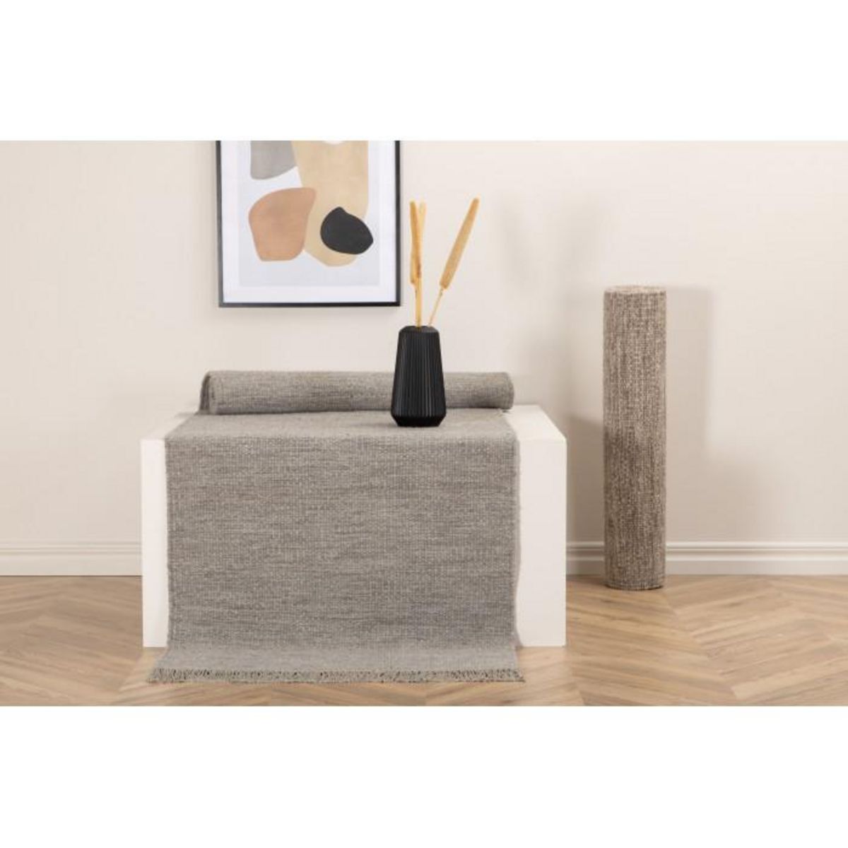 Paris Prix Tapis Design en Laine  Cyrus  80x250cm Gris