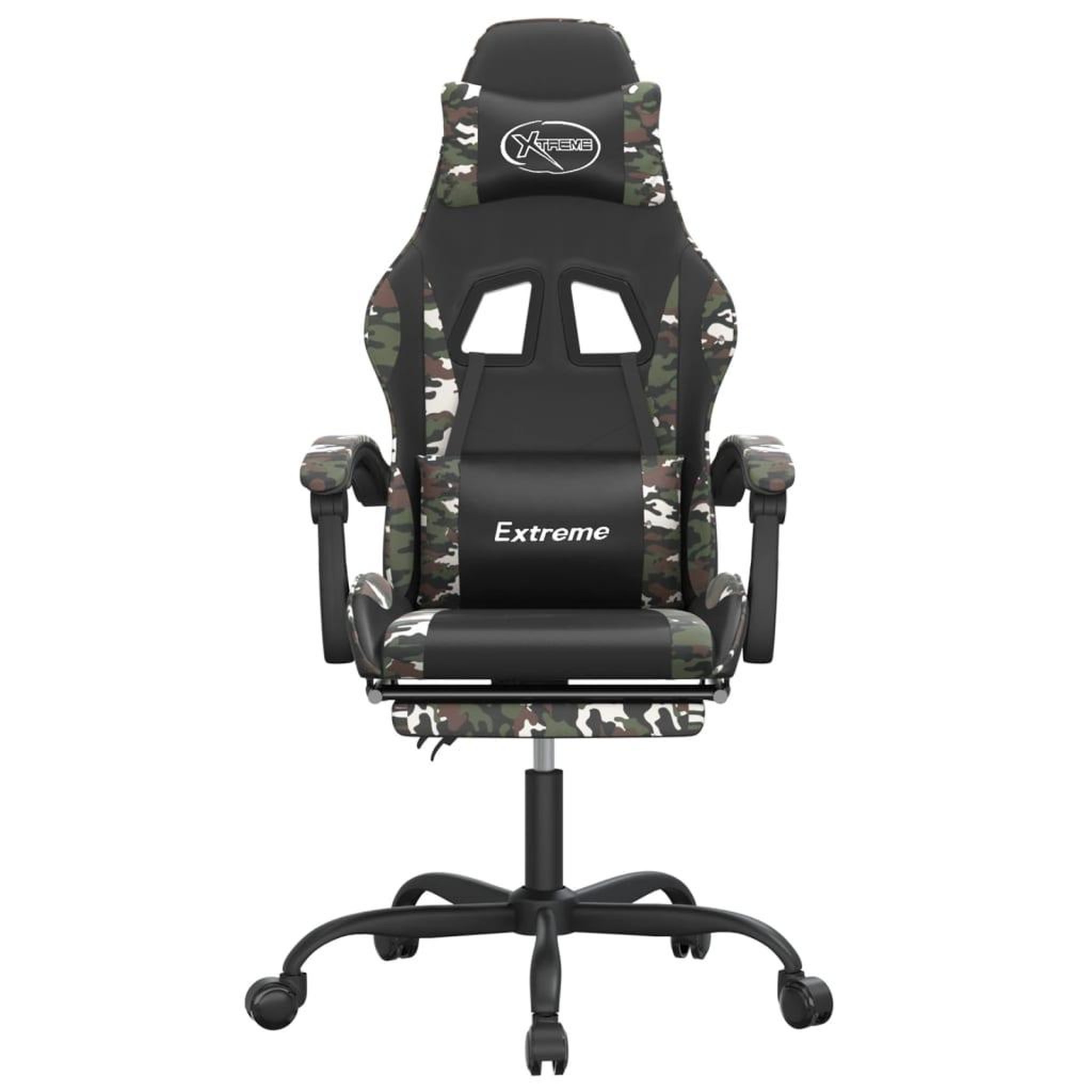 Voir la diapositive 3 : VIDAXL Chaise de jeu avec repose-pied Noir et camouflage Similicuir