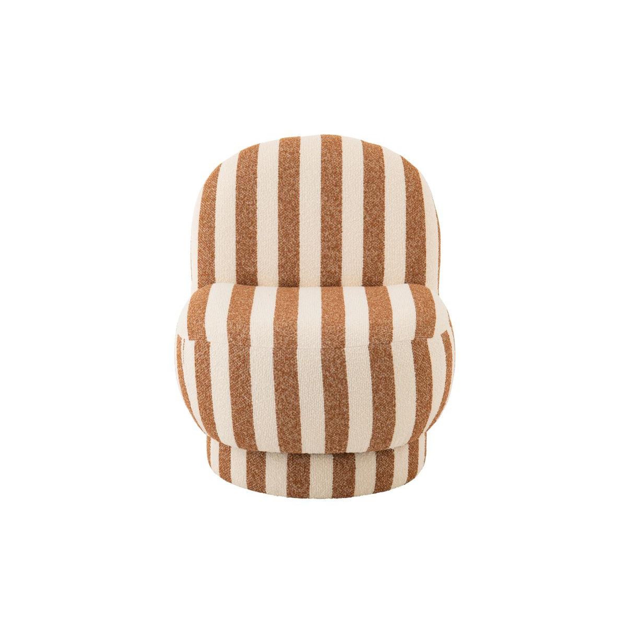 Voir la diapositive 2 : J-LINE Fauteuil à Rayures  Ligné  76cm Camel & Blanc Cassé