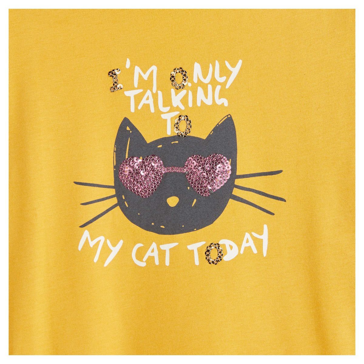 IN EXTENSO T-shirt manches longues à sequins reversibles chat fille