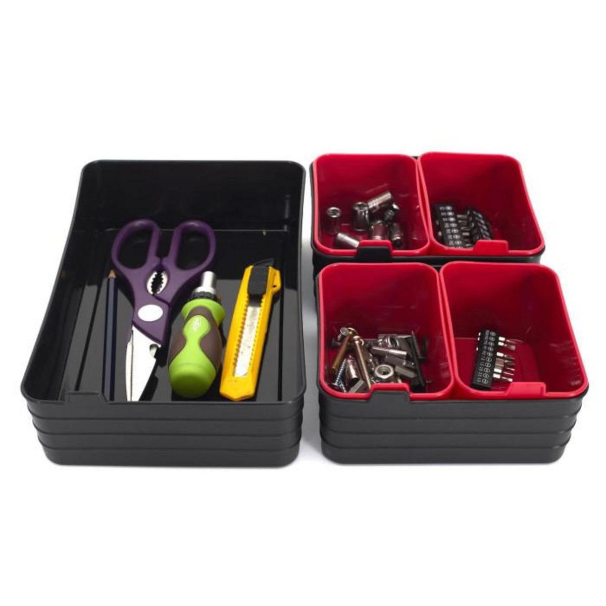 Paris Prix Lot de 7 Boîtes de Rangement  Souple  26cm Noir