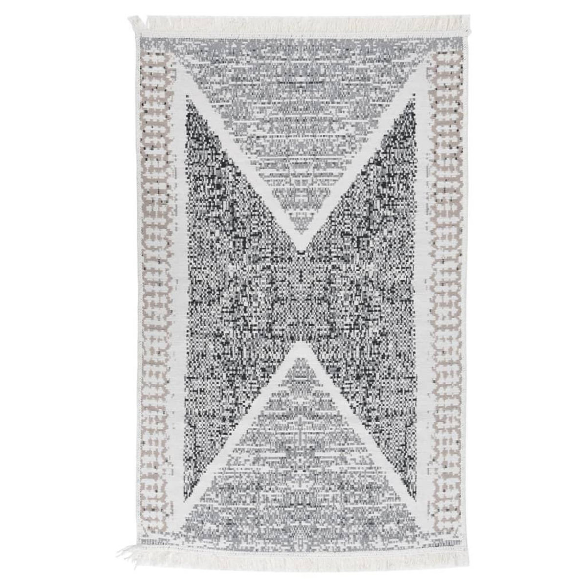 VIDAXL Tapis Noir et gris 160x230 cm Coton