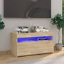 Voir la diapositive 1 : VIDAXL Meuble TV avec lumieres LED Chene sonoma 75x35x40 cm