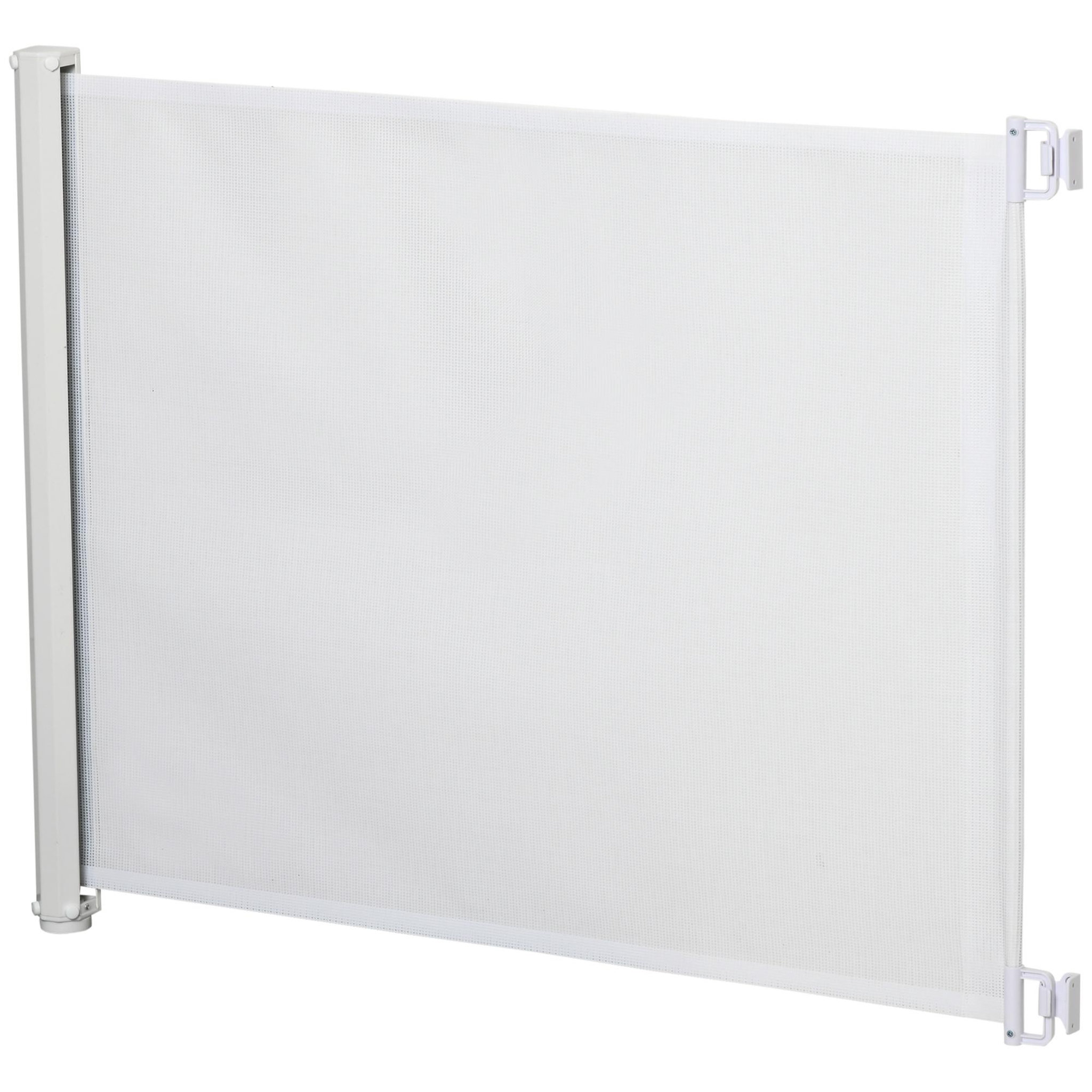 PAWHUT Barrière de sécurité barrière animaux rétractable automatique 1,15l x 0,83h m teslin métal blanc