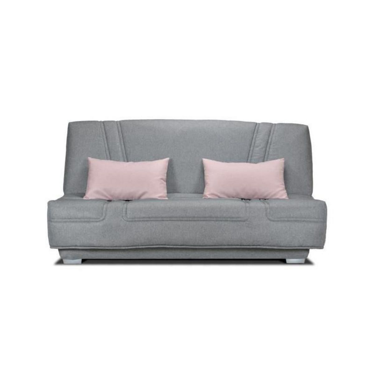 GRUHIER COMFORT BULTEX Banquette clic clac - Tissu Gris + Coussins deco rose - L193 x P9