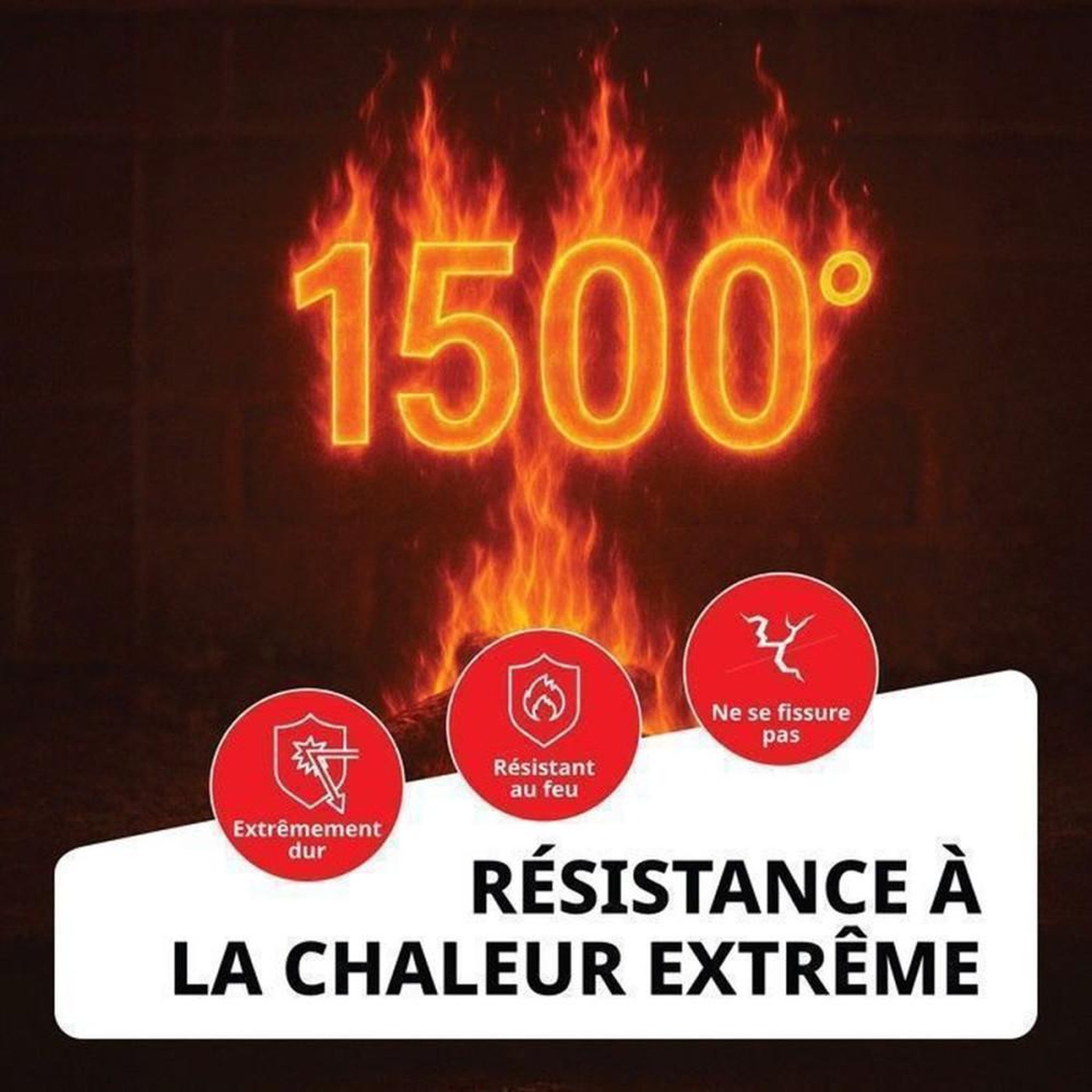 Voir la diapositive 6 : Mastic réfractaire monocomposant pour joints cheminée poêle, résistant jusqu'à 1500 °C, sans solvant, tube 300 ml, noir/gris