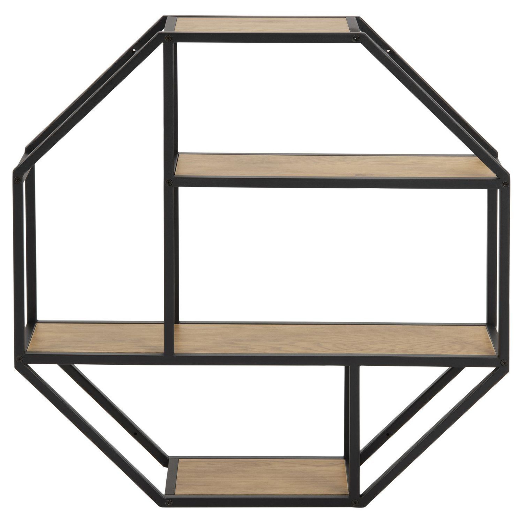 Voir la diapositive 3 : TOILINUX Etagère murale hexagonale en MDF et métal