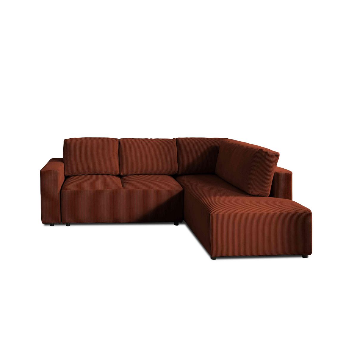 LISA DESIGN Livy - canapé d'angle convertible - avec coffre - en velours côtelé - 5 places - droit