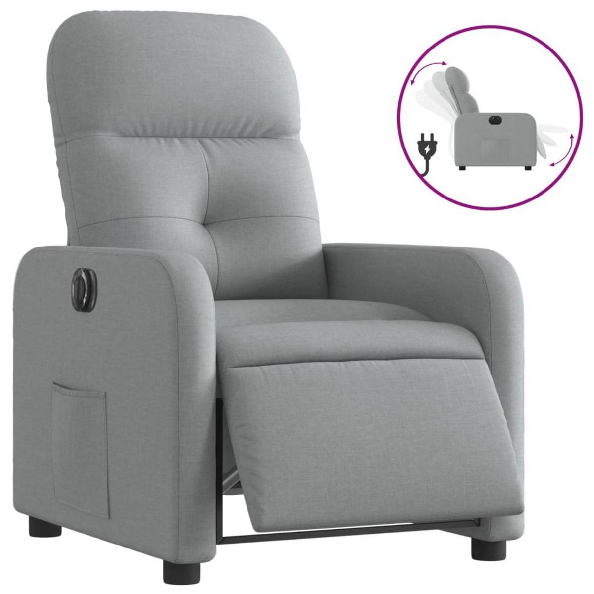 VIDAXL Fauteuil inclinable electrique Gris clair Tissu