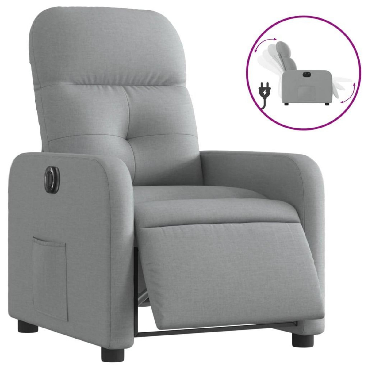 VIDAXL Fauteuil inclinable electrique Gris clair Tissu