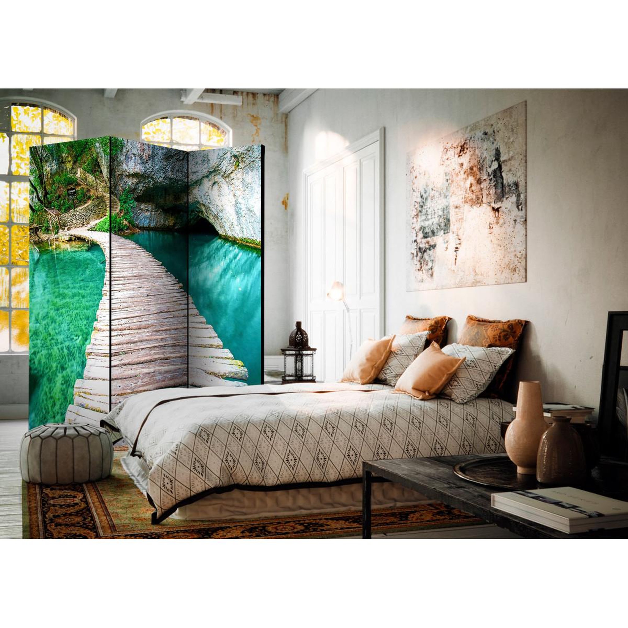 Voir la diapositive 2 : Paris Prix Paravent 3 volets  emerald lake  135x172cm