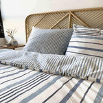 Home collection Parure housse de couette 100% coton lyocell 57fils calanque. Coloris disponibles : Bleu