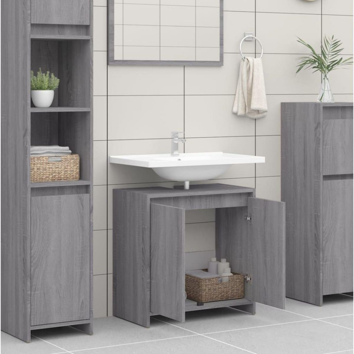VIDAXL Armoire de bain Sonoma gris 60x33x61 cm Bois d'ingenierie