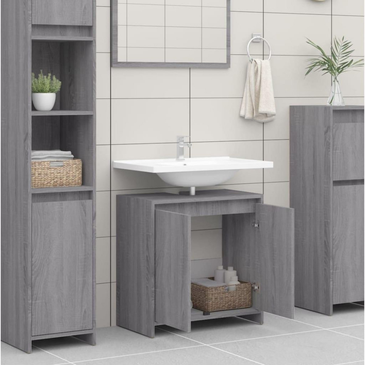 VIDAXL Armoire de bain Sonoma gris 60x33x61 cm Bois d'ingenierie