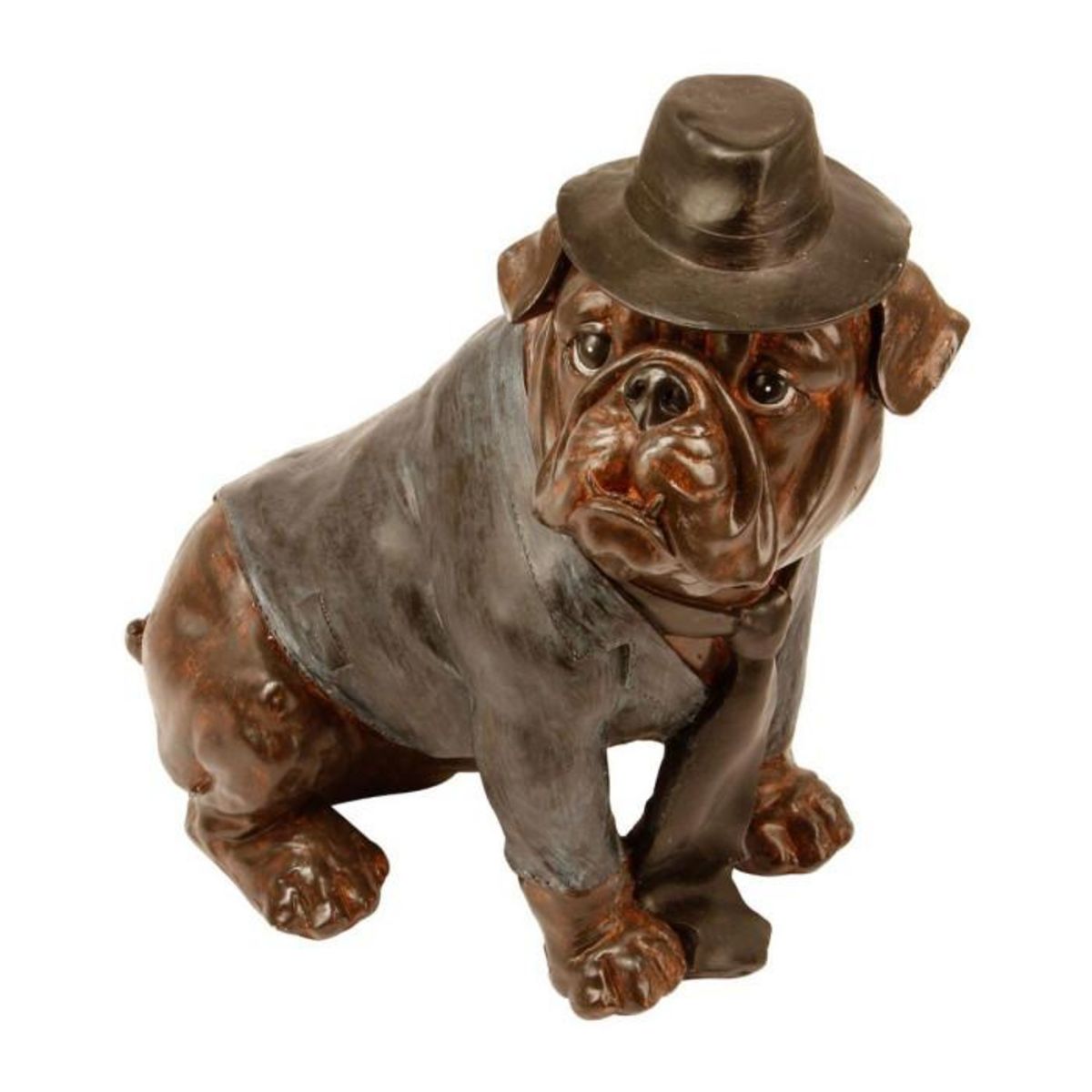 ATMOSPHERA Statue Chien Assis  Bulldog  44cm Cuivre