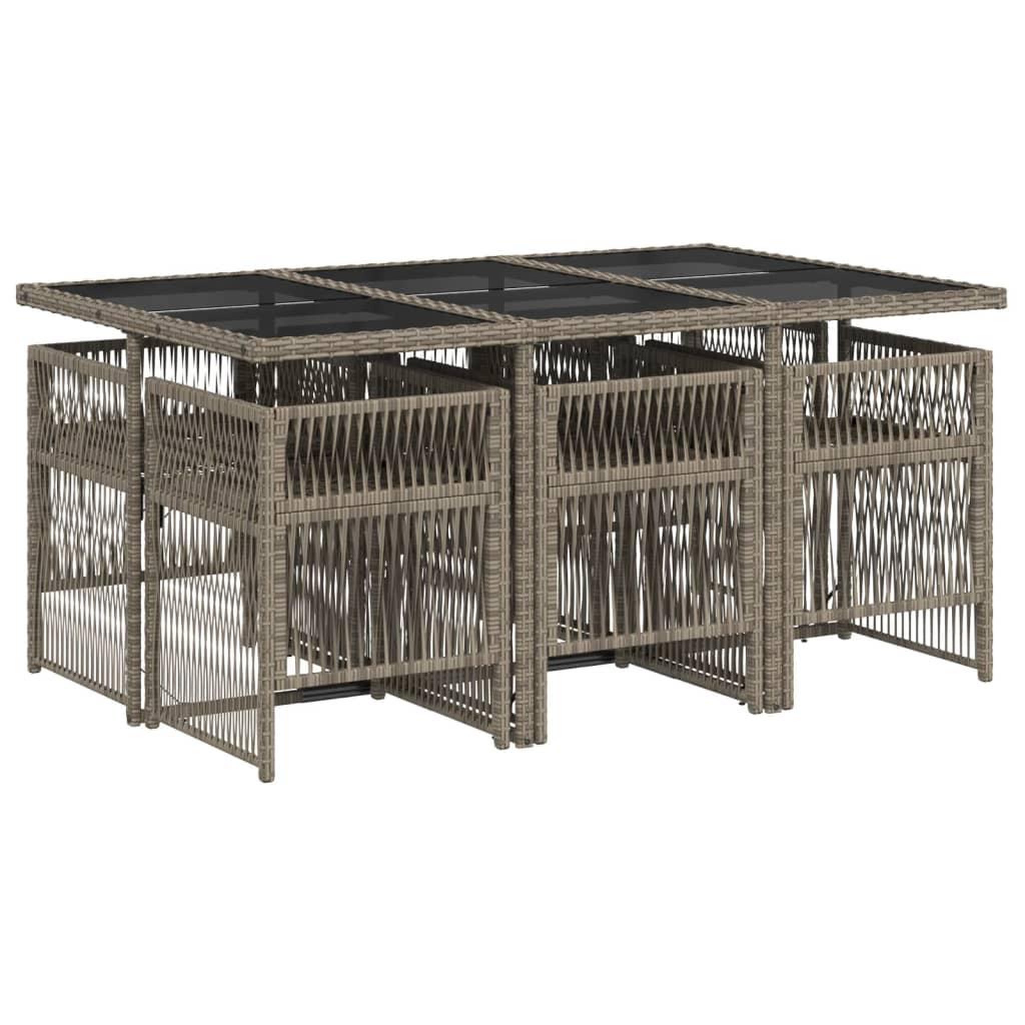 Voir la diapositive 3 : VIDAXL Ensemble a manger de jardin et coussins 7 pcs gris rotin