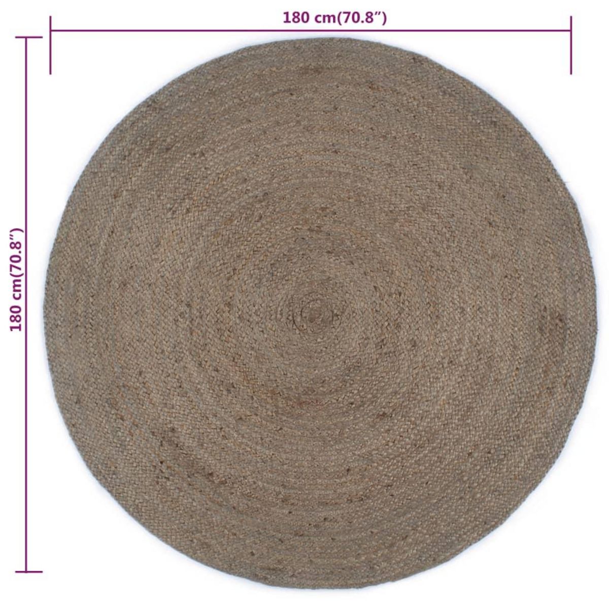 VIDAXL Tapis fait a la main Jute Rond 180 cm Gris