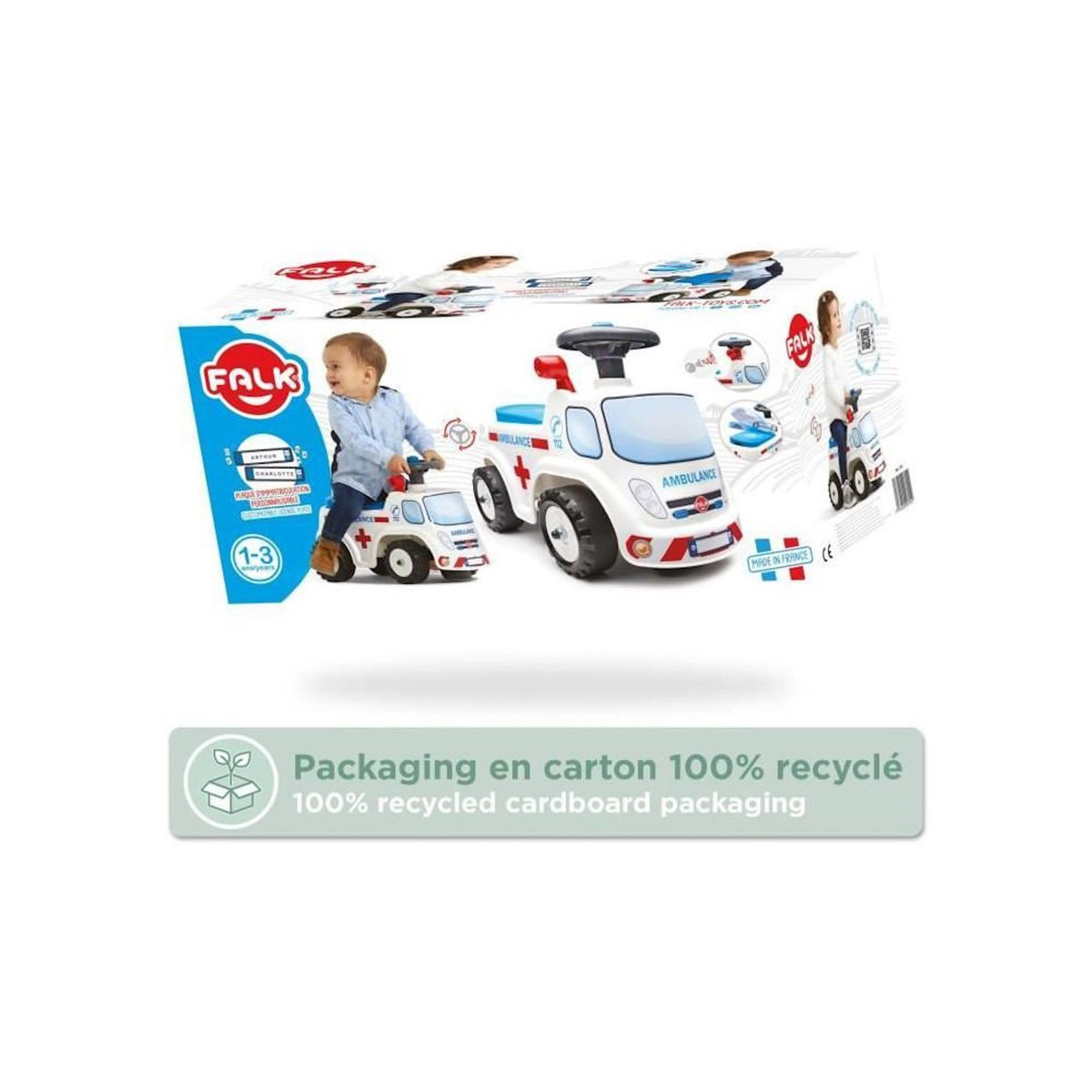 FALK Porteur enfant Ambulance 1 à 3 ans - Falk
