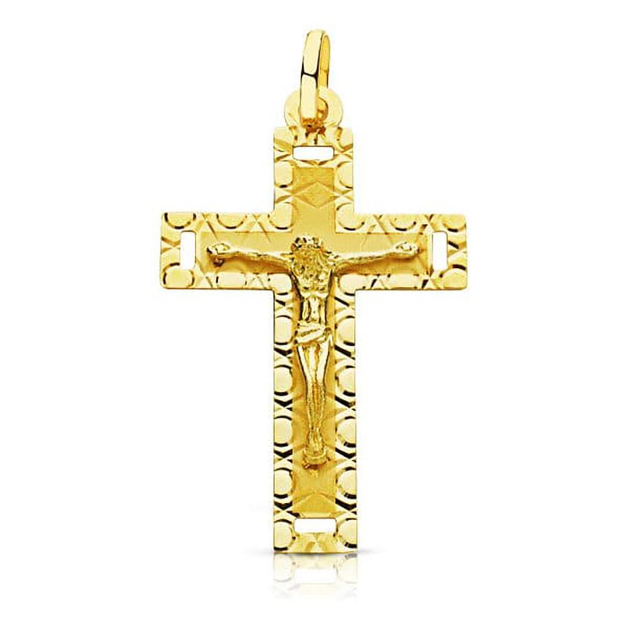 L'ATELIER D'AZUR Pendentif  - Médaille Christ sur la Croix Or 18 Carats 750 Jaune - Chaines Offertes