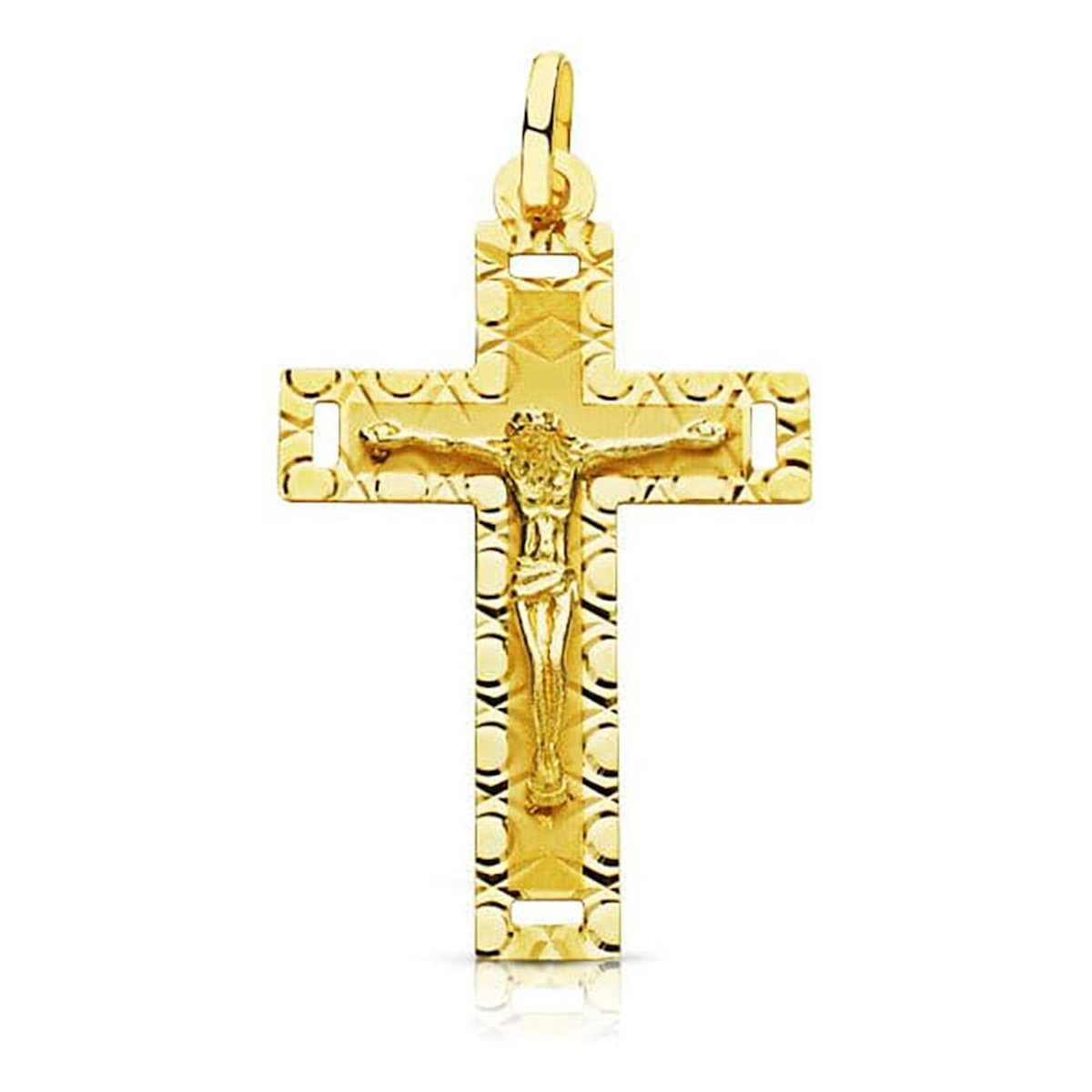 L'ATELIER D'AZUR Pendentif  - Médaille Christ sur la Croix Or 18 Carats 750 Jaune - Chaines Offertes