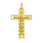 L'ATELIER D'AZUR Pendentif  - Médaille Christ sur la Croix Or 18 Carats 750 Jaune - Chaines Offertes