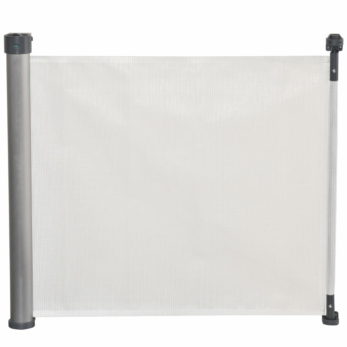 PAWHUT Barrière de sécurité barrière animaux rétractable automatique dim.  1,4L x 0,88H m aluminium maille PVC blanc pas cher 