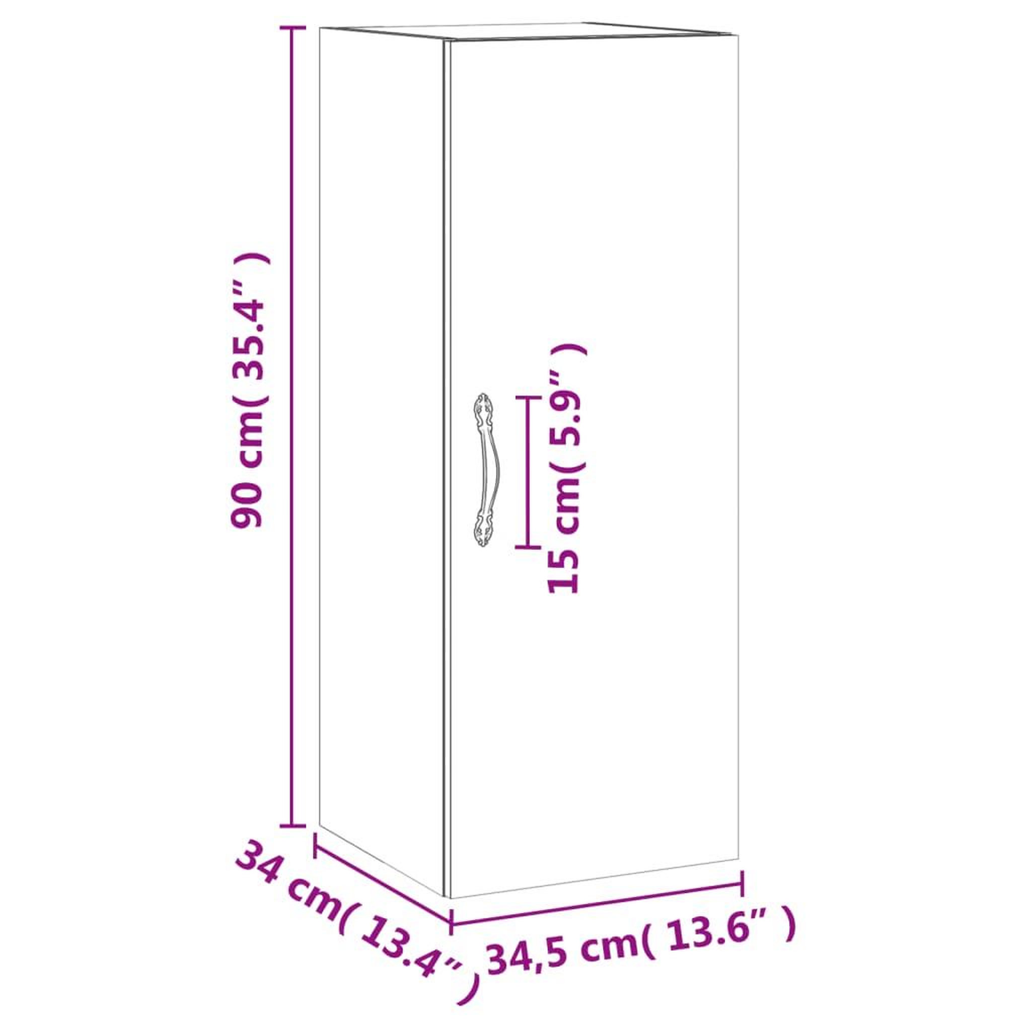 Voir la diapositive 6 : VIDAXL Armoire murale chene fume 34,5x34x90 cm bois d'ingenierie