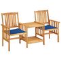 Voir la diapositive 1 : VIDAXL Chaises de jardin avec table a the et coussins Acacia solide