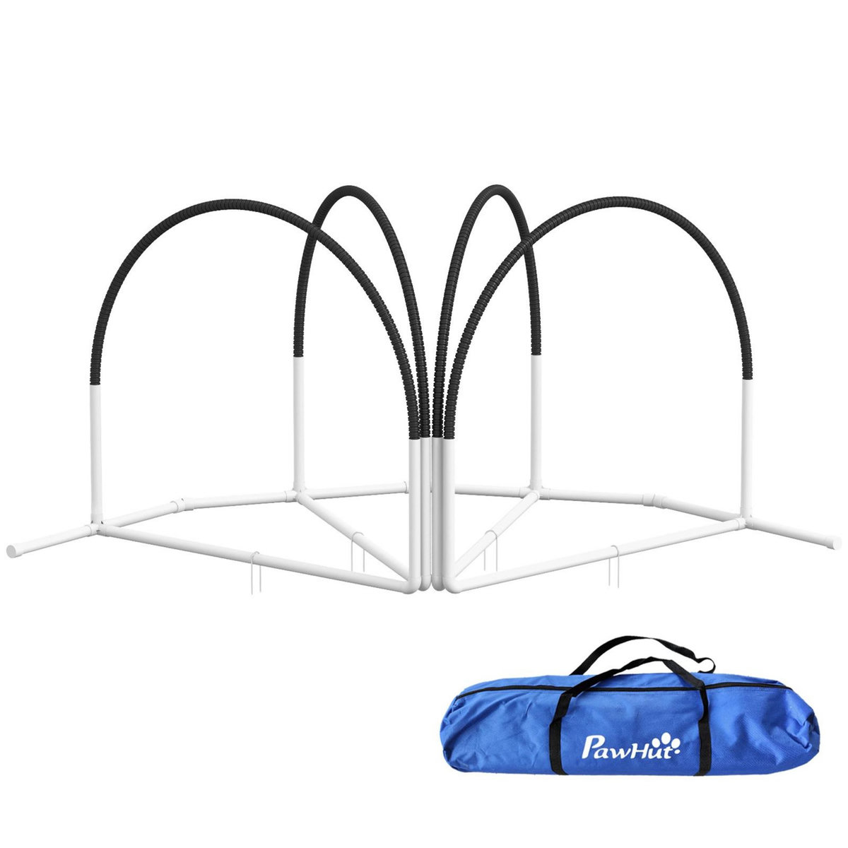 PAWHUT Kit d'agilité pour chien 4 pièces - hooper agility - arceaux entrainement, obstacle, sac de transport inclus - noir