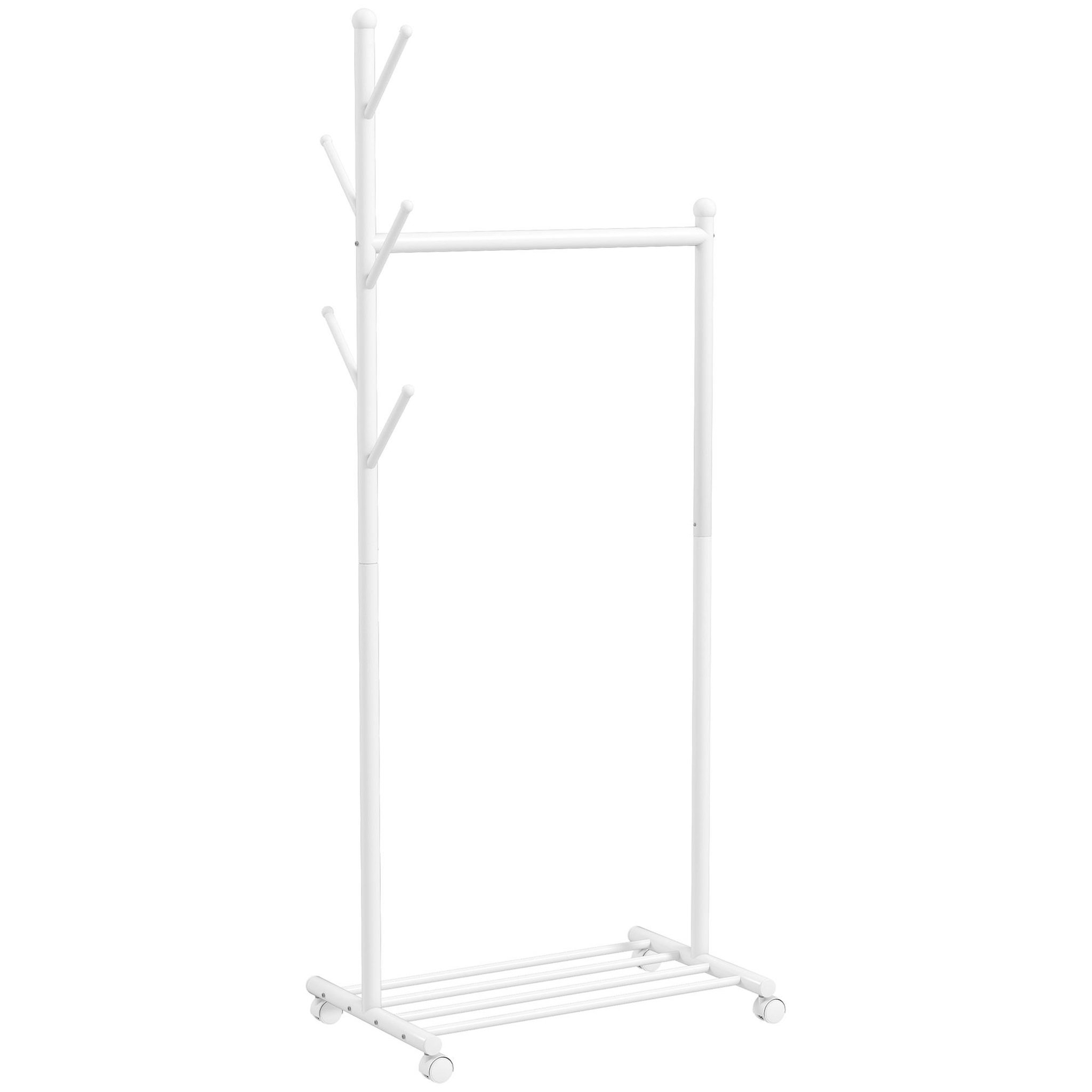 HOMCOM Portant à vêtements mobile étagère porte-manteau en forme d'arbre métal blanc