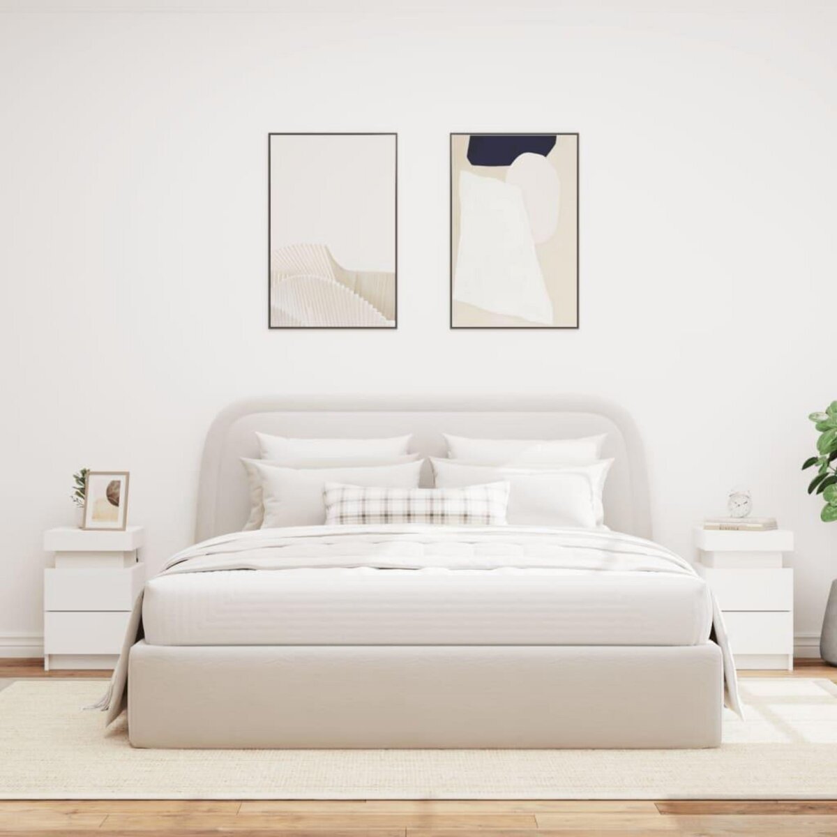 VIDAXL Tables de chevet avec lumieres LED 2 pcs blanc 35x39x55 cm