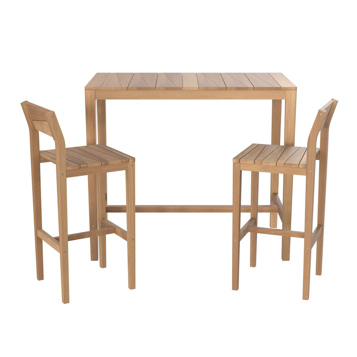 Rendez vous déco Table et chaises de bar extérieur 4 personnes en teck massif-Tunga