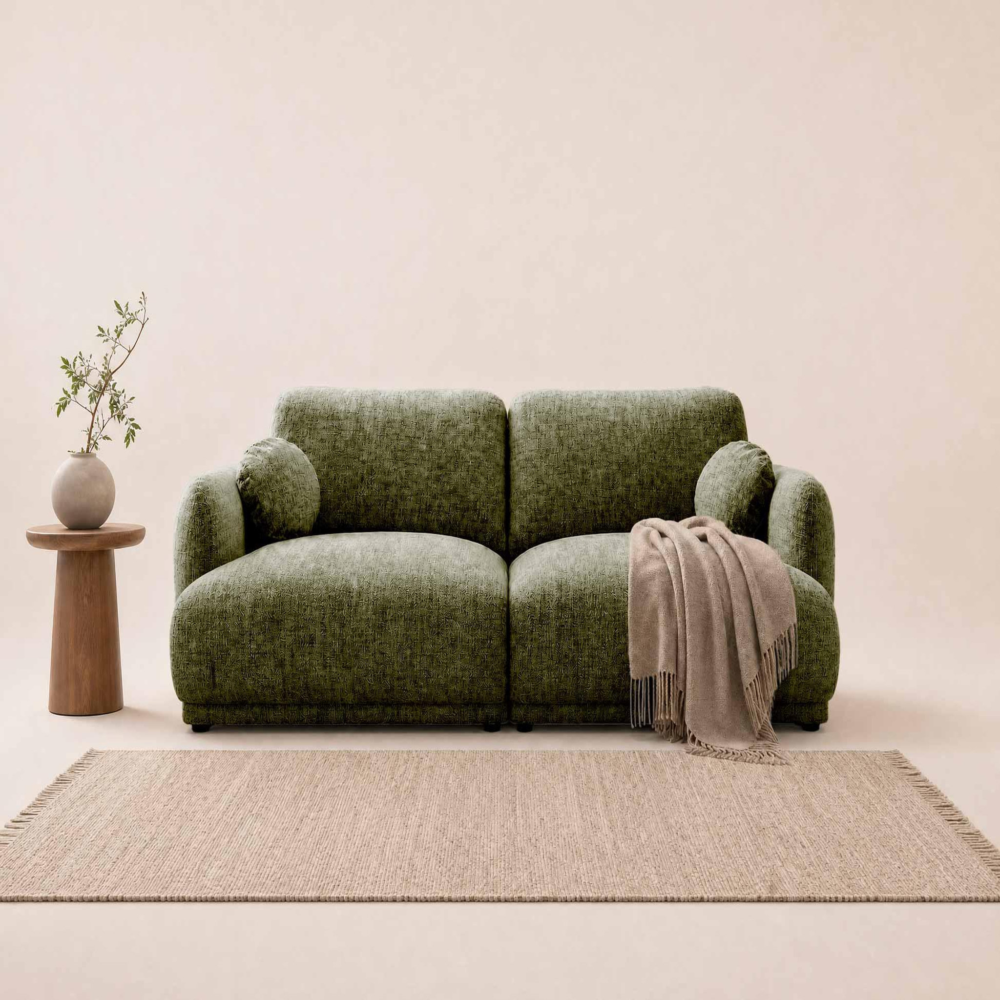 Voir la diapositive 2 : BEST MOBILIER Pietro - canapé droit 3 places en tissu texturé