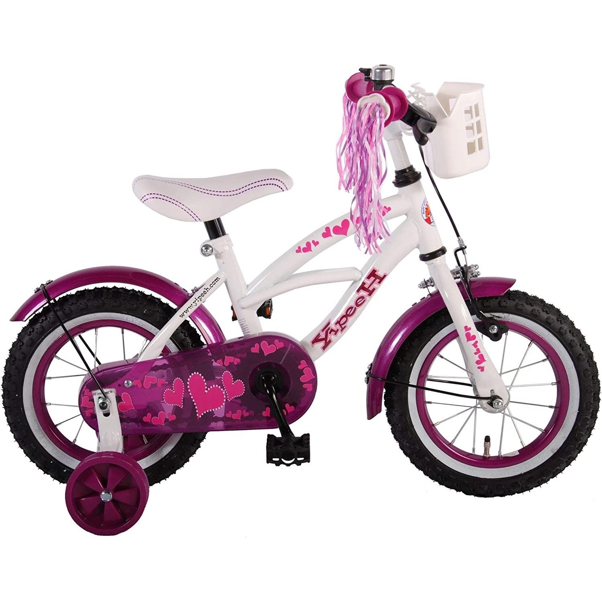 VOLARE Vélo enfant Heart Cruiser 12 pouces blanc violet