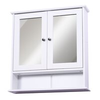 Homcom - Armoire avec miroir en bois rangement salle de bain fermeture porte  tampon MDF blanc