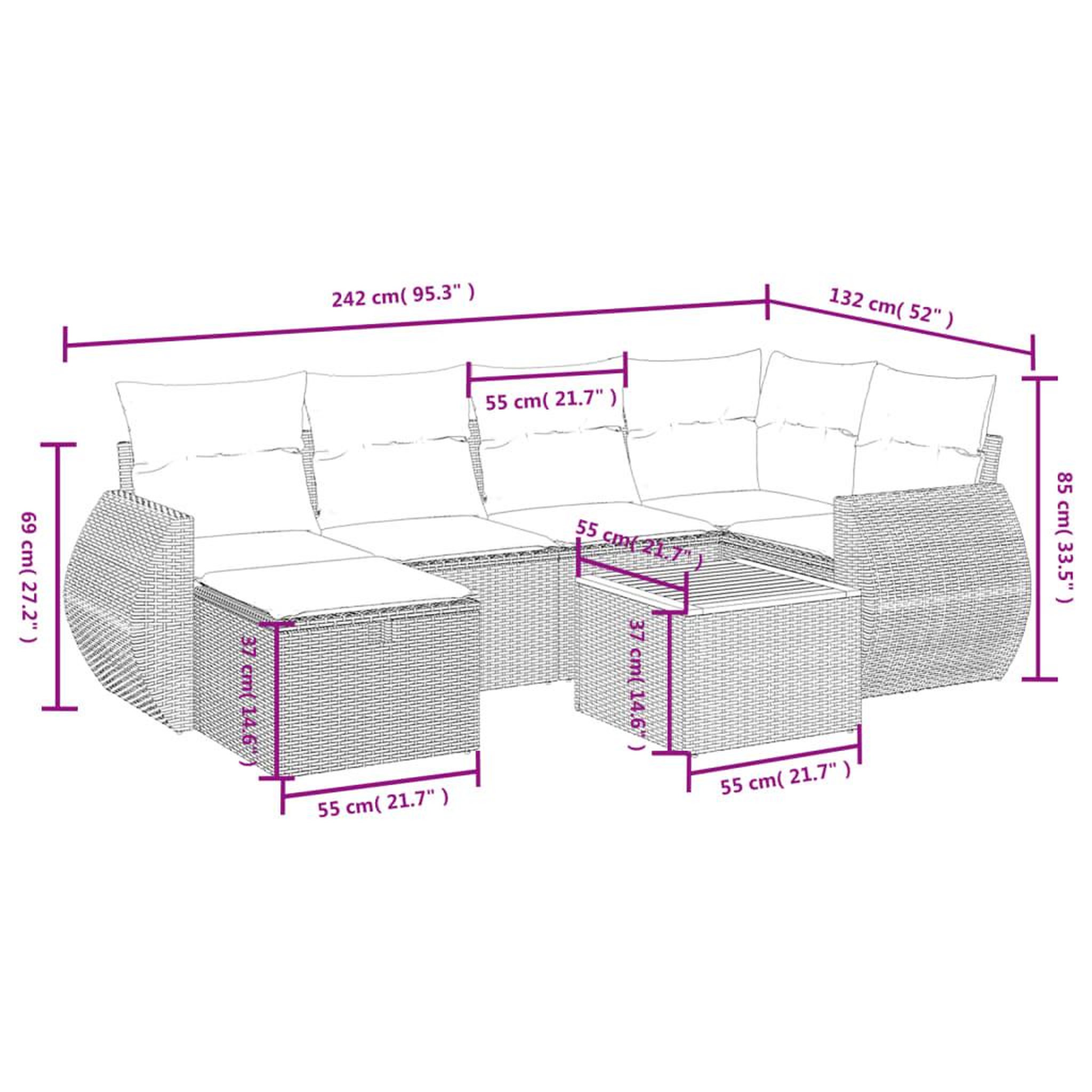 Voir la diapositive 5 : VIDAXL Salon de jardin 7 pcs avec coussins noir resine tressee