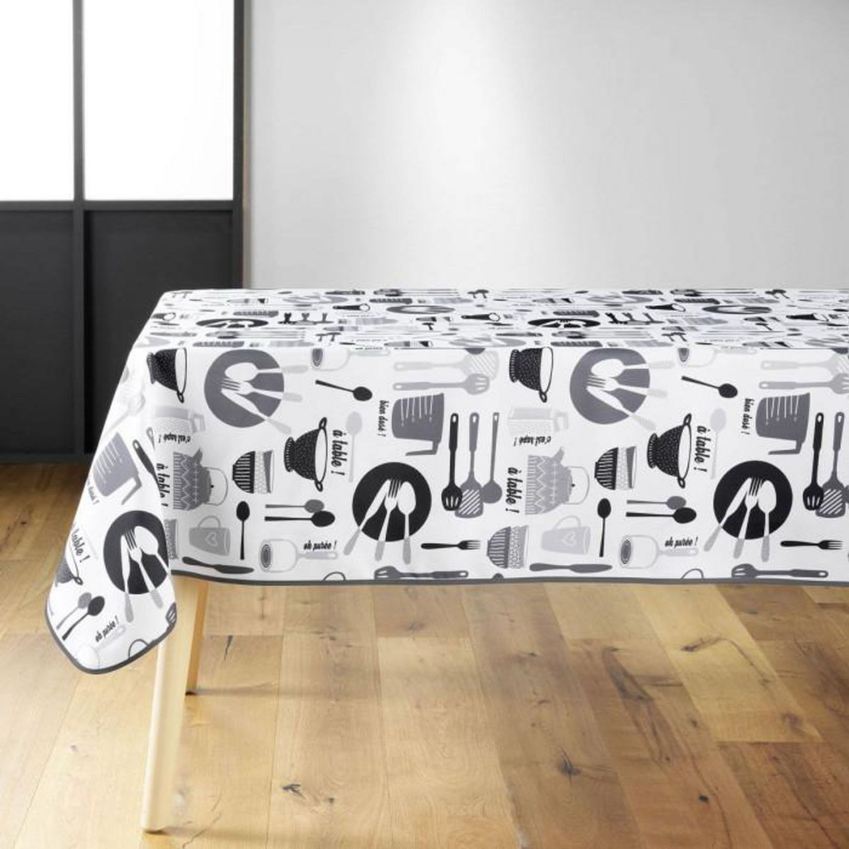 Paris Prix Nappe Imprimé  Kitchen  150x240cm Blanc & Noir