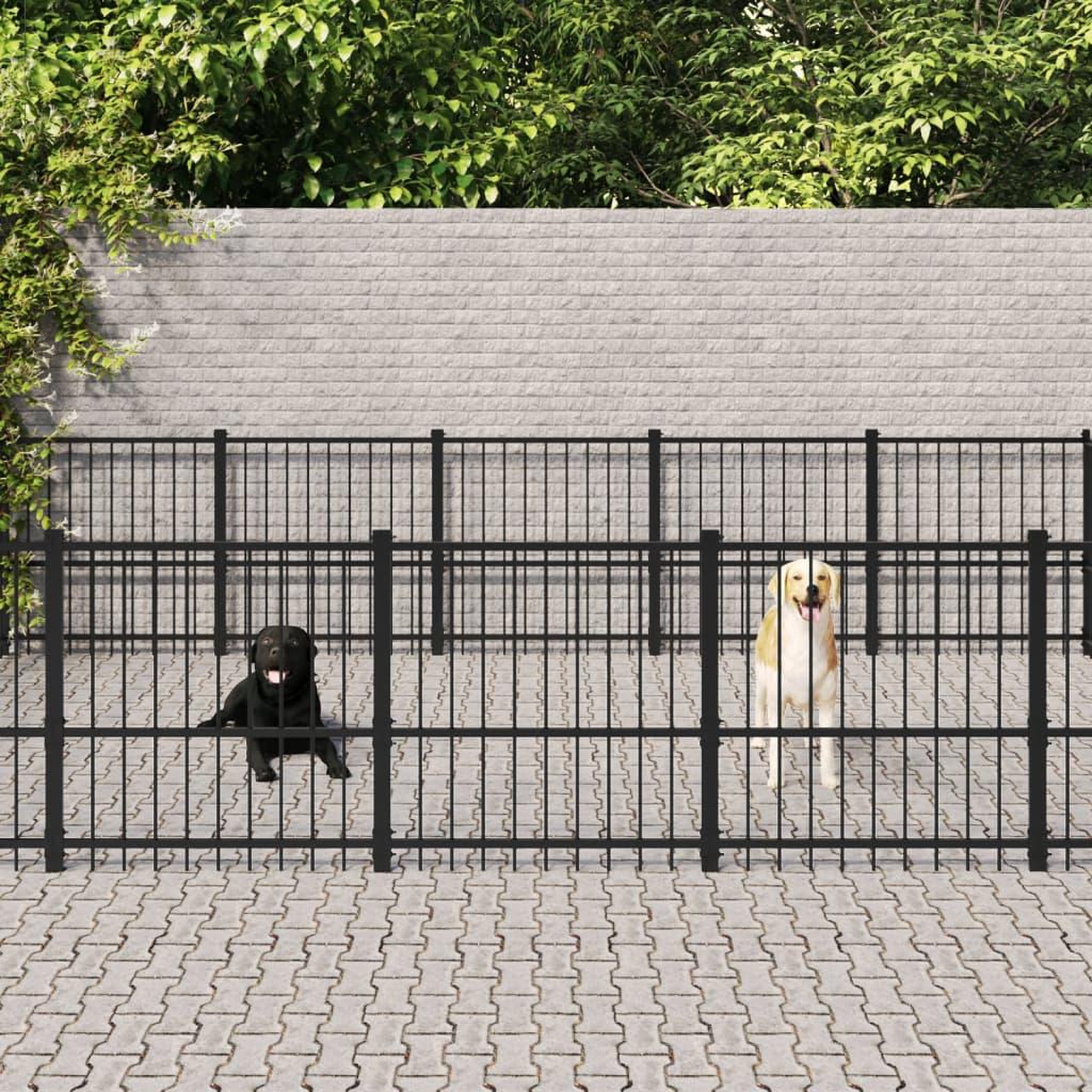 VIDAXL Chenil d'exterieur pour chiens Acier 18,82 m²