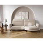 LISA DESIGN Terry - canapé d'angle droit 4 places avec têtières réglables en tissu texturé. Coloris disponibles : Beige, Bleu, Orange, Vert, Gris