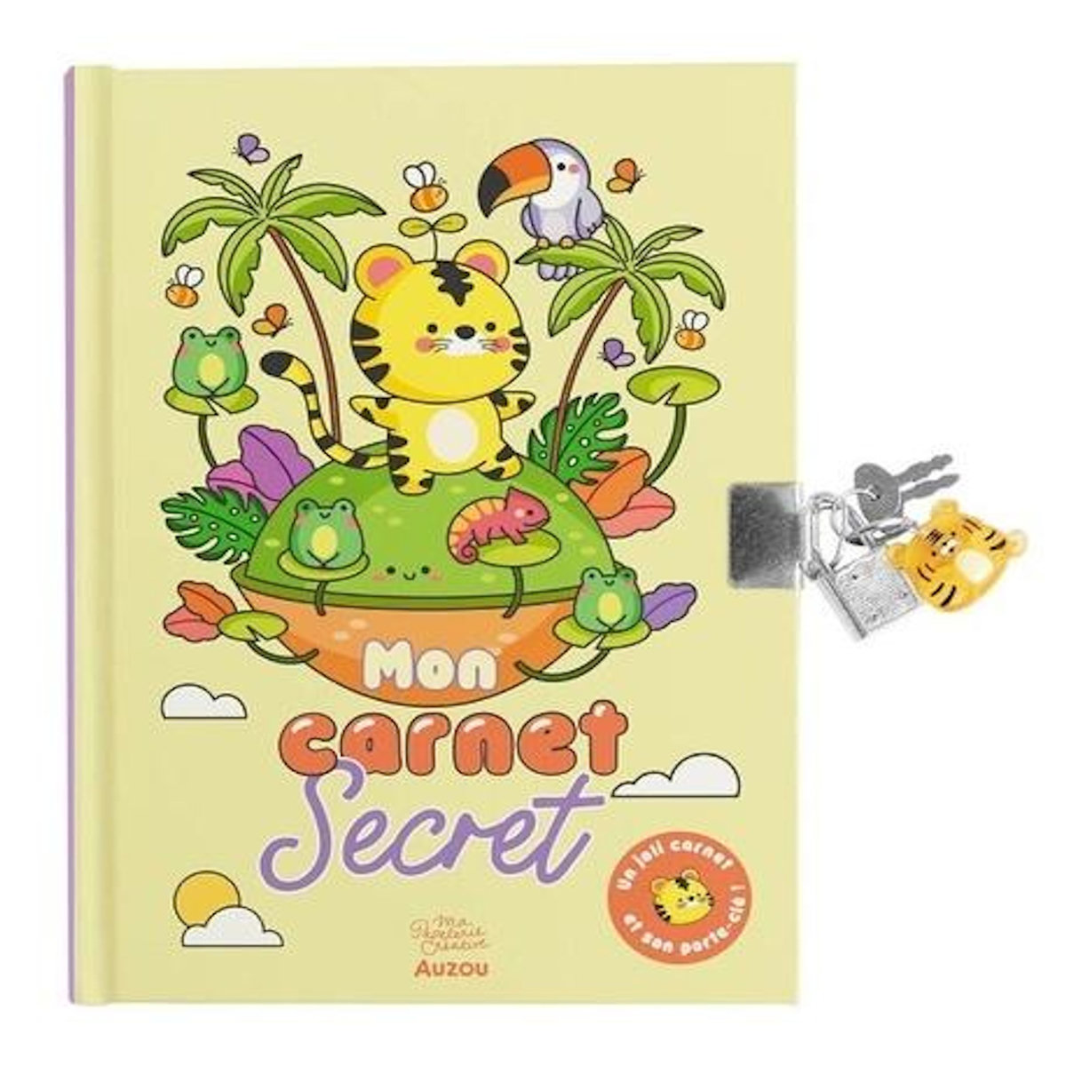 MON CARNET SECRET. AVEC PORTE-CLE TIGRE, Blanc Marion