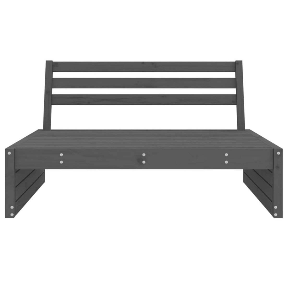 VIDAXL Canape central de jardin gris 120x80 cm bois de pin massif