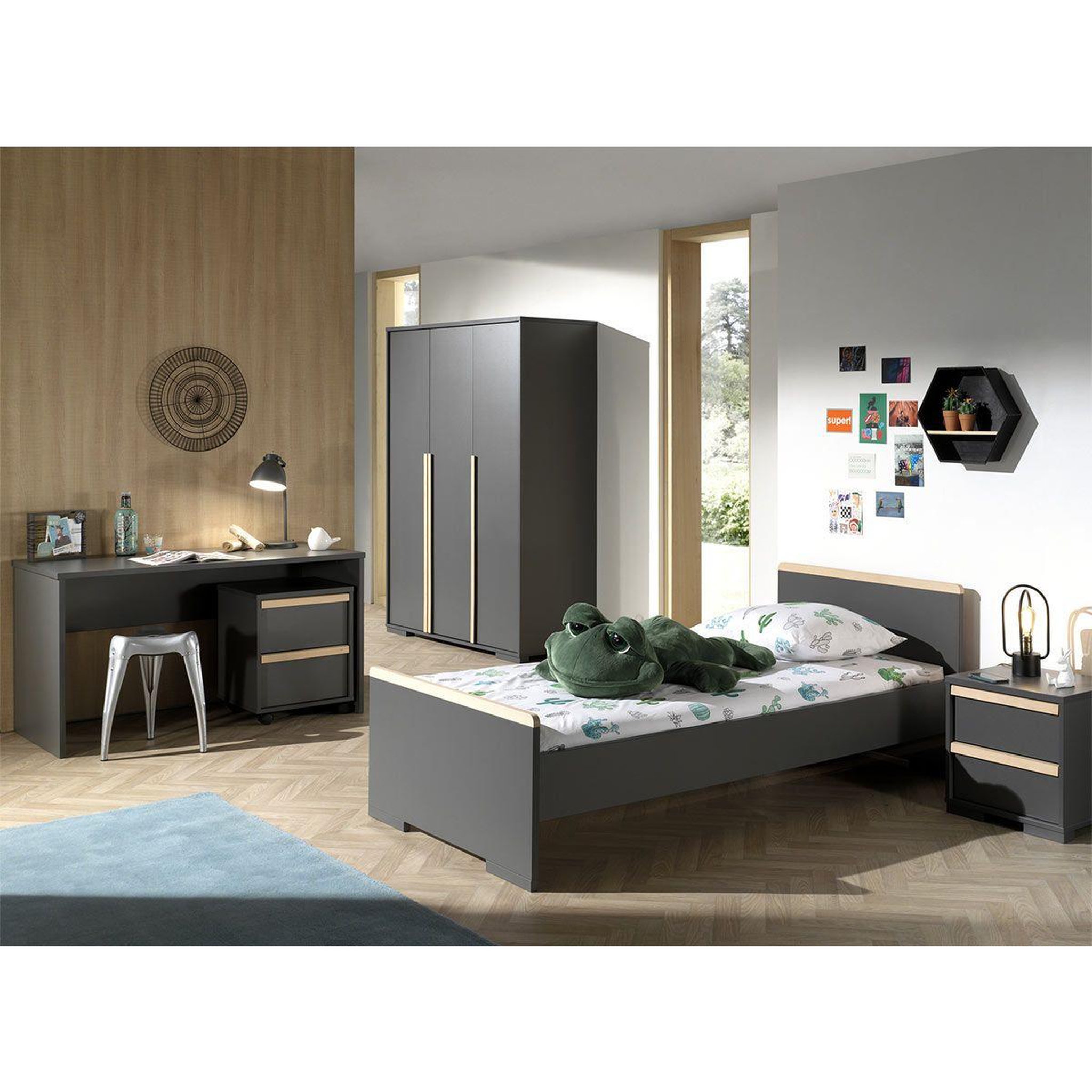 Voir la diapositive 1 : Paris Prix Chambre complète enfant 5p  london  gris anthracite