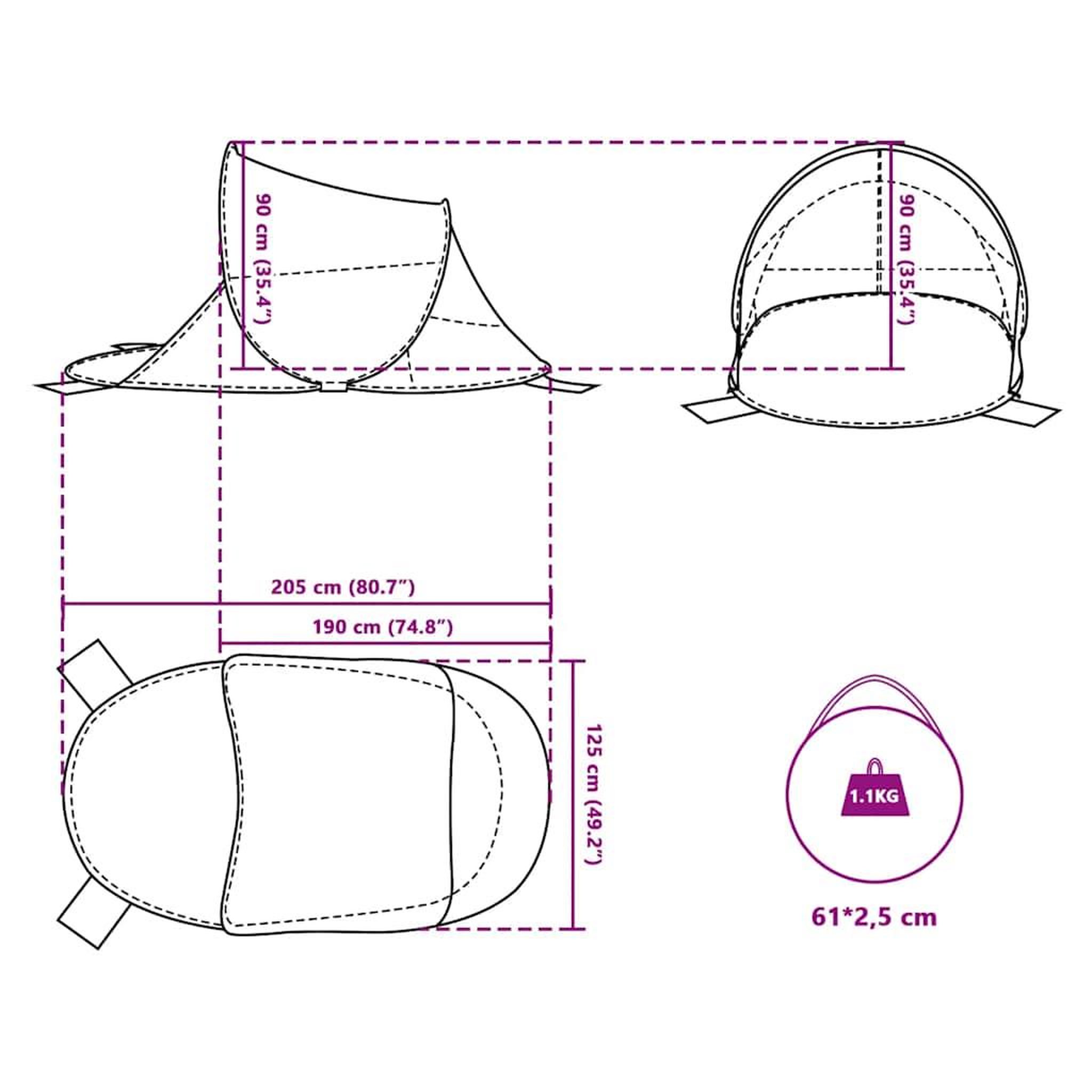 Voir la diapositive 6 : VIDAXL Tente de plage bleu azure escamotable impermeable