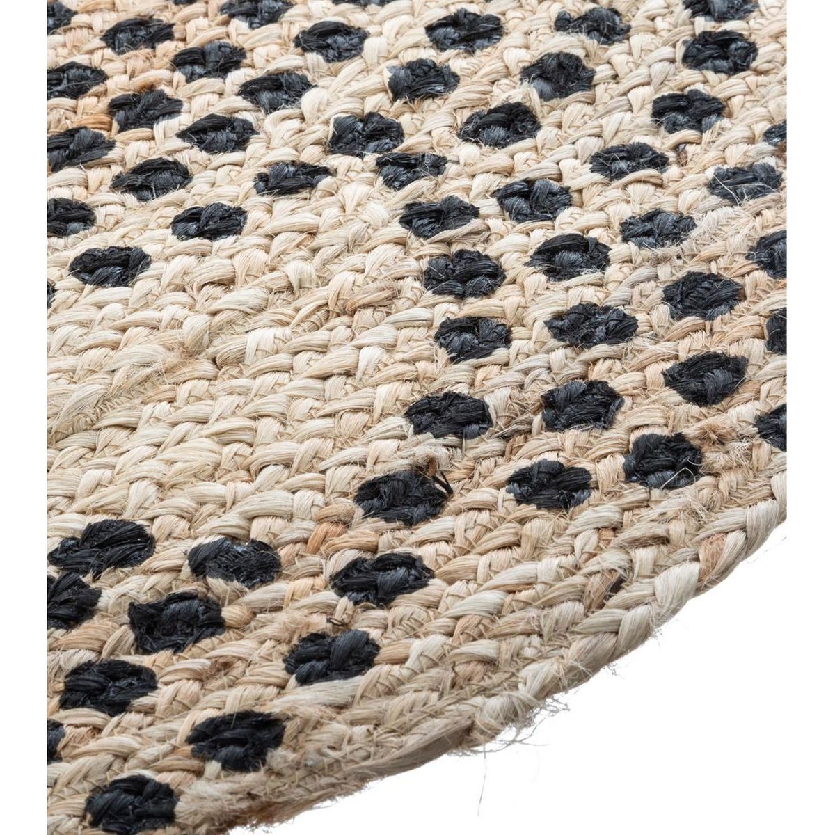 ATMOSPHERA Tapis déco rond en jute imprimé motifs rosace pois diamètre 120 cm