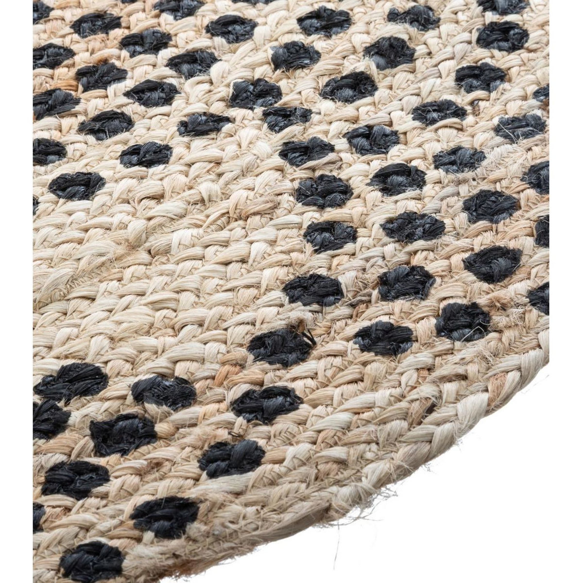 ATMOSPHERA Tapis déco rond en jute imprimé motifs rosace pois diamètre 120 cm