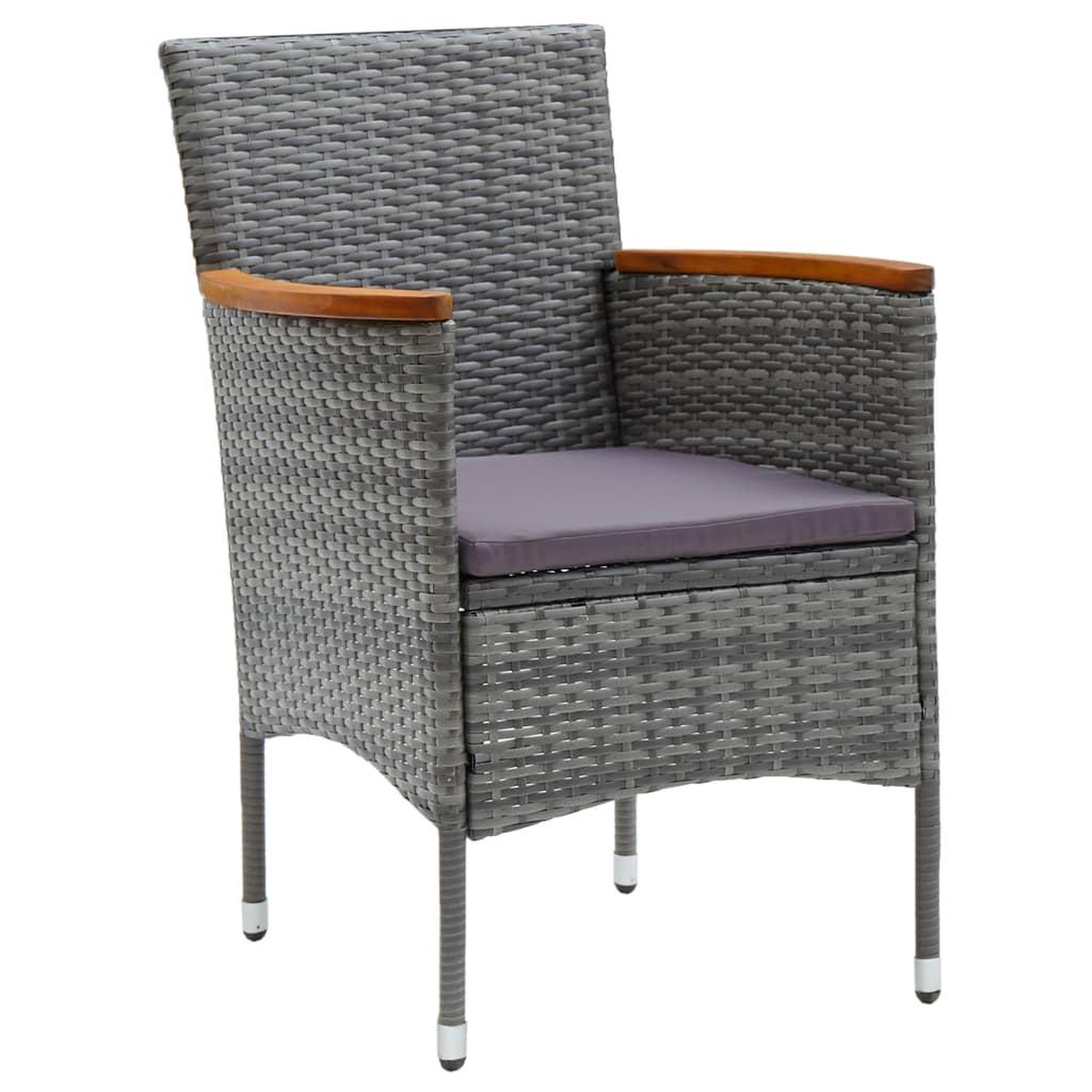 Voir la diapositive 4 : VIDAXL Ensemble de bistro 3 pcs resine tressee et verre trempe gris
