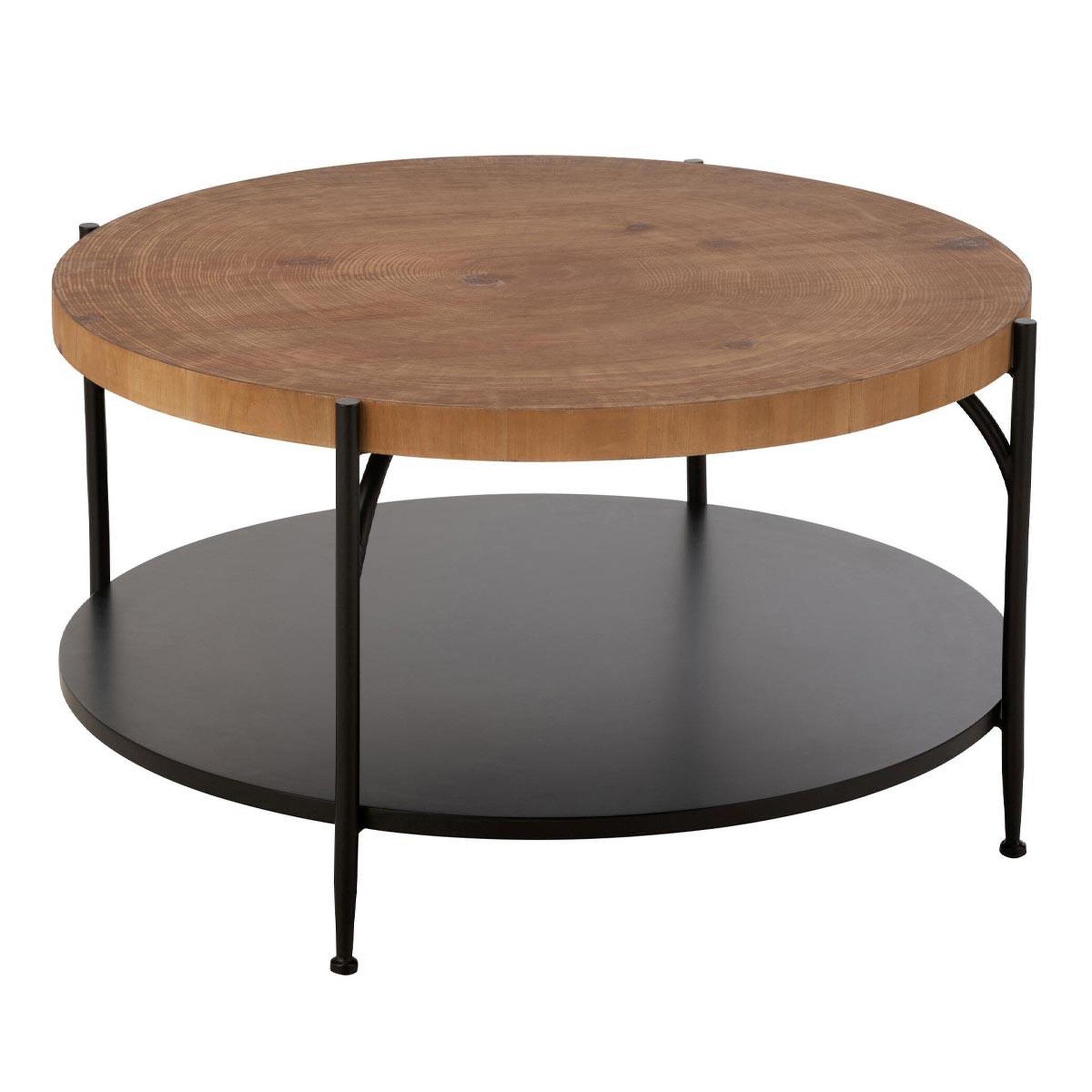 J-LINE Table basse avec étagère  mia  80cm naturel & noir