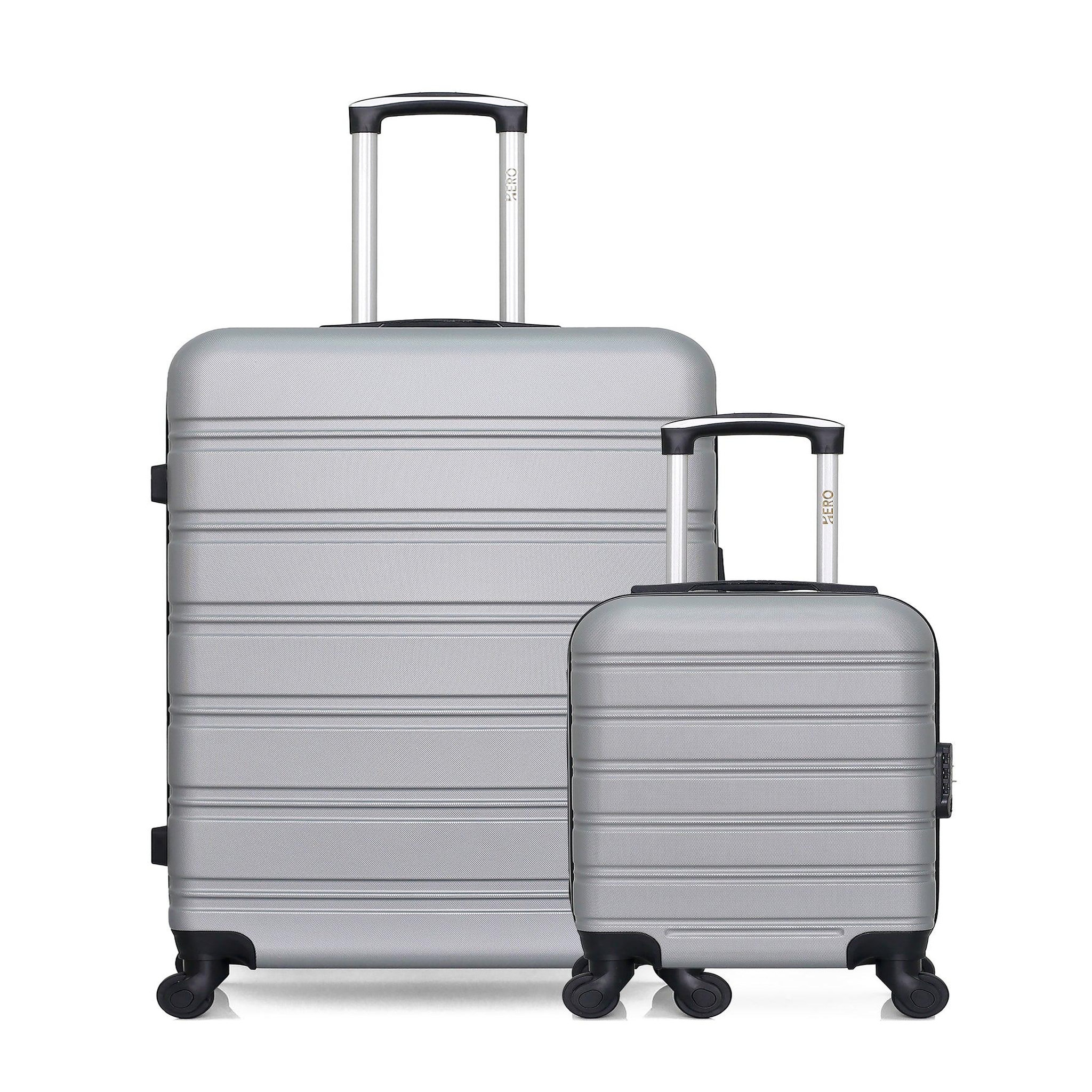 HERO Hero -  lot de 2 - valise grand format et valise cabine xxs renoso. Coloris disponibles : Gris, Beige, Noir, Rose