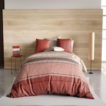 ATELIER DU COTON Parure housse de couette 100% coton 71fils hana. Coloris disponibles : Rouge